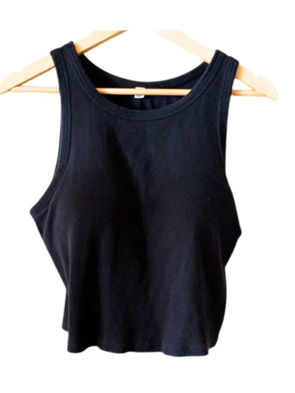 Uniqlo Ribbed Cropped Tank Top XL Built In Bra Black Brami Spring & Summer - Picture 11 of 11